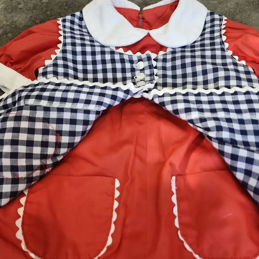 Vintage Handmade Girls 4, 2pc Set Romper & Smock Unused (Small Stain)